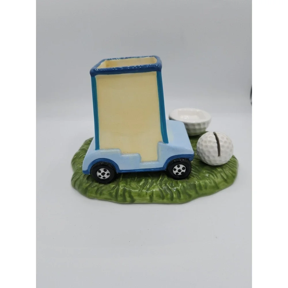 Golf Themed‎ Gift Planter Office Desk Card Holder Blue Green  RARE!